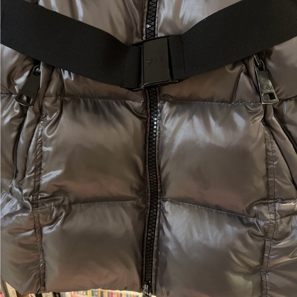 SAM. Metallic Gray Puffer Jacket $650 retail - Picture 5 of 11